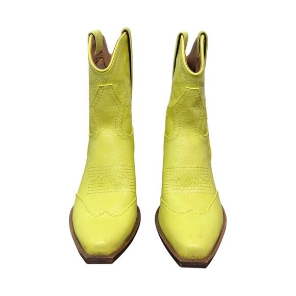Circus Sam Edelman Josephina Western Boot Yellow 5.5 Ankle Heeled Cowboy Boho - Picture 2 of 9